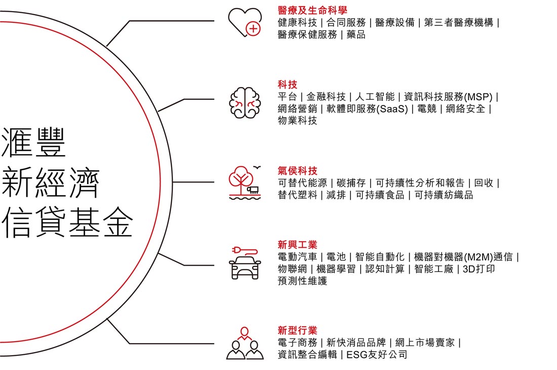 滙豐新經濟信貸基金所支援的產業
