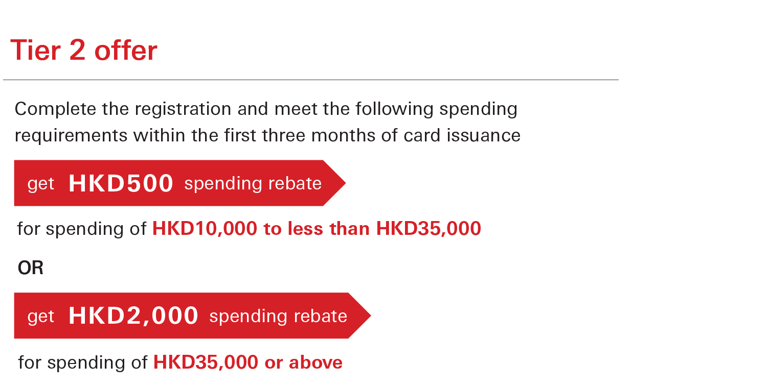 Tier 2 offer: get up to HKD2000 spending rebate Tier 2 offer: get up to HKD2000 spending rebate