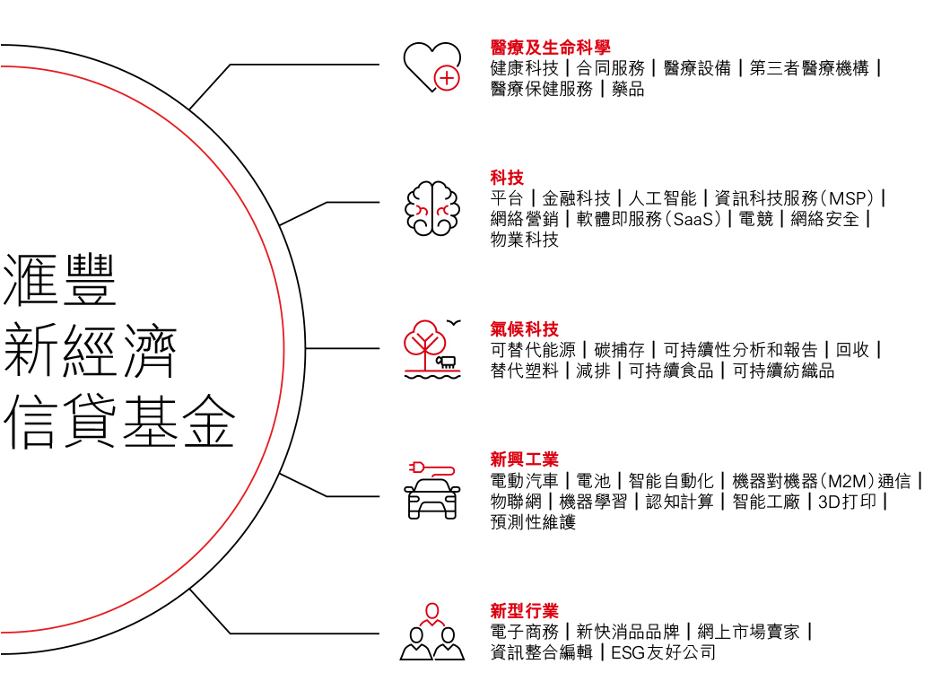 滙豐新經濟信貸基金涵蓋的產業